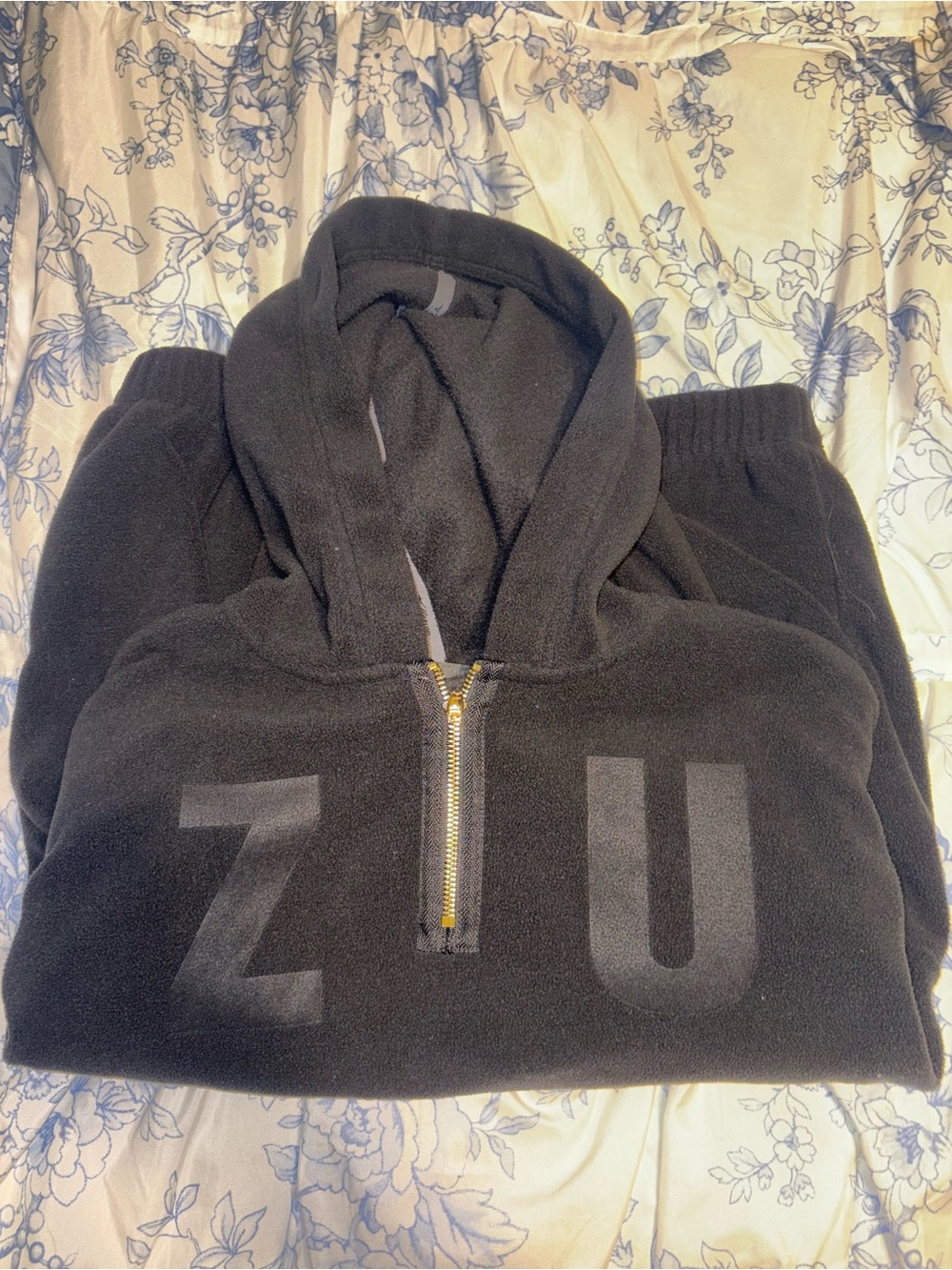 Mizuno Black Half-Zip Hooded Sweater with Gold Zipper